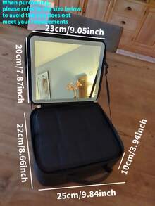 1pc 600mAh Black Travel Makeup Bag With Mirror, Large Capacity Cosmetic Storage Box, Portable Travel Makeup Bag With LED Light, Makeup Mirror, Lighting, LED Light, Night Light, Illumination, Travel Organizer Accessory, Makeup Case, Large Capacity Cosmetic Organizer Box, Makeup Box, Can Store Lipstick, Brushes, Skincare, Phone, Coins, Small Items, Suitable For Home, Gift, Vacation, Holidays (Halloween, Christmas), Bohemian Style