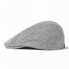 Beret, Solid Color Breathable Imitation Linen Forward Hat