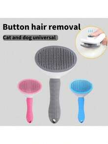 1件装狗刷、猫刷、跳蚤梳、自清洁刷、宠物美容刷、宠物按摩刷、去毛刷、解结刷、自动去毛刷、宠物清洁工具、毛发收集标签、狗刷、猫刷、宠物毛发收集刷、动物配件、宠物用品 - 彩色 - 查看 4
