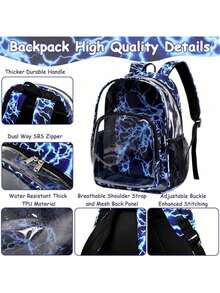 Polaris Clear Backpacks For School Heavy Duty Transparent See Through Clear Backpack Stadium Approved Clear Bookbag For Boys College School Clear Backpack For Concert Work Sport Travel - 藍色閃電 - 查看 5