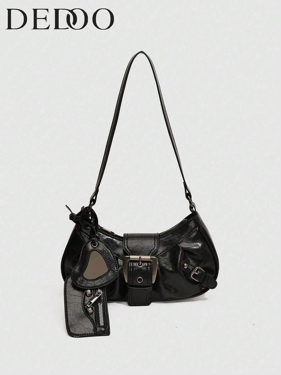 Dedoo 2024年热门美亚德风格复古热辣女孩Y2K豹纹单肩包圣诞礼物 - 黑色 - 查看 1