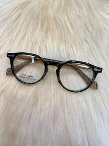 48mm Plain Black Frame Glasses, Small Frame, Retro, Round Face, Women Can Wear Myopia Glasses - Màu xanh lá cây đậm - Xem 2