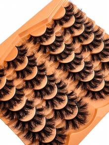 14 Pairs Of Thick, Elegant D-Shaped Curly False Eyelashes, Natural Looking Soft And Fluffy Faux Mink Lashes 3D False Eyelashes Russian Curl Eyelashes Dramatic Messy Mink Lashes Intelligent Full Lash Strip Lengthening And Curling For Beauty Makeup, Reusable For Daily And Party Use, Can Be Used As Gifts Strip Lashes, Lashes, Eyelashes, Fake Lashes - 濃密款 - 查看 3