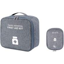 Set de 2 bolsas de primeros auxilios vacías, bolsa de medicina de viaje, bolsa organizadora de suministros médicos, kit portátil para viajes, automóvil, hogar, campamento, oficina, senderismo, actividades al aire libre para bolsa de equipo de emergencia