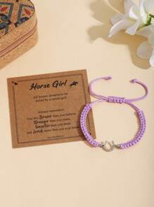 ZIRUISP 1pc Simple U-Shaped Horseshoe Bracelet Handmade Adjustable Chain For Women Fashionable Charm Jewelry Best Friends Family And A Gift For A Brave Girl