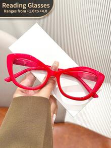 LiMiaoMiao 1 件女士猫眼复古老花镜，透明电脑放大镜，度数 +1.0 至 +4.0 - 透明 - 查看 23