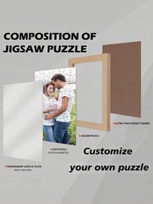 Customized Photo Puzzle Frame, DIY Wooden Frame Puzzle, Personalized Gift, Upload Your Own Photos To Create Portraits, Home Decor And Memorabilia, Commemorative Gift For Friends, Anniversary Gift - Multicolor - View 3