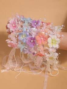 1件粉色玫瑰花波西米亚风花环，浪漫婚礼季必备，可作皇冠、头饰、头饰、头饰、发圈、发藤、夏威夷风情服饰、发饰、准新娘、情人节配饰 - 粉紅色 - 查看 7