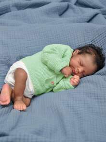 45 CM Asleep Reborn Baby Doll Toy For Girl Cloth Body Vinyl Limbs Lifelike Black Brown Skin Smile Babies Doll Kid Birthday Gift Collectable Humanoid Toys