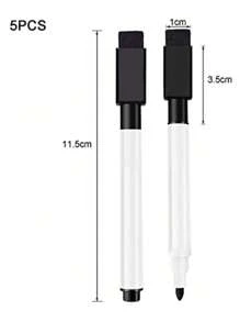 12 piezas Bolígrafos magnéticos de pizarra blanca para refrigerador, marcadores borrables de pizarra blanca para calendario/agenda del refrigerador, marcadores de borrado en seco de alta calidad con borrador, tinta negra, Body negro/blanco, bolígrafos de pizarra blanca, marcadores de borrado en seco negros con borrador incorporado y tinta de colores, creativos, a base de agua, bolígrafos borrables de alta calidad