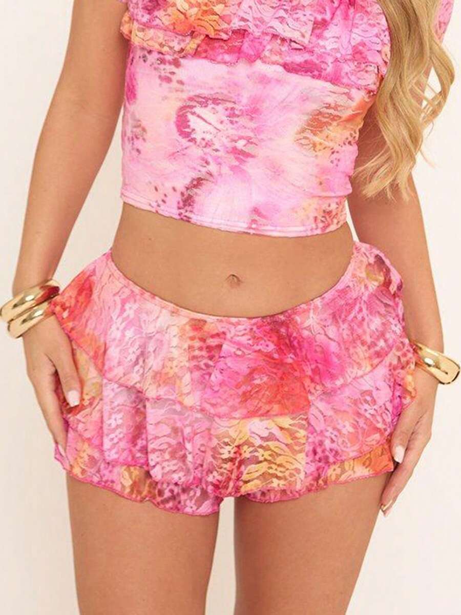 Women Lolita Bloomers Cute Ruffle Shorts Lace Pumpkin Pants .Y Boyshorts Layered Bottoms Y2k Sweet Pettipants - Màu Hồng baby - Xem 1