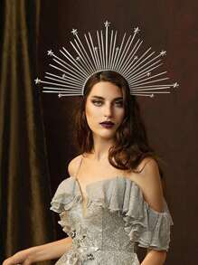 1pc Fantherin Mary Halo Crown Headband Goddess Zip Tie Spiked Halo Crown Halloween Costume Headpiece Headdress For Cosplay Party