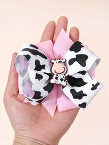 2PCS Girls Bee Bow Hair Clips, Cute Polka-Dot Bow Hairpins, Cute Pink Cow Print Hair Bow,Fashion Flower And Bee Print Hair Bows For Daily And Out, Hair Accessories