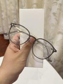 1pc Unisex Casual Retro Square Flat Lens Glasses, Suitable For Daily Wear And Street Photography - Coffee Brown - View 14