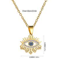 1件装奢华蓝色水晶恶魔眼不锈钢项链（女士款） - 金色 - 查看 2