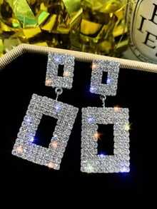 1 对水晶和莱茵石爪链耳环，适合派对、婚礼、宴会的女士珠宝 - 銀色 - 查看 8