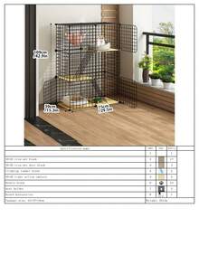 2-Tier Cat Cage With Litter Box, Indoor Cat House, Small Pet Supplies - Multicolor - View 14