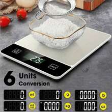 Digital Food ScaleGraduation Kitchen Scale For Baking & Cooking, Stainless Steel With Tare Function.Requires 2*AAA Batteries For Power Supply(Batteries Not Included). - Plateado - Ver 1