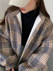 Women's Plaid Thermal Lined Casual Shirt Jacket, Autumn/Winter
