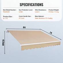 Patio Awning Retractable 8' X 7' Awning Sunshade Shelter With Crank Handle - asPic - Xem 6
