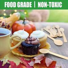 10-200 Pieces 3.9 Inch Mini Kitchen Wooden Disposable Wooden Cutlery, Round Head Wooden Spoon, Disposable Spoon, Can Be Used For Ice Cream Spoon, Dessert Spoon, Tasting Spoon, Can Be Used As Halloween/Christmas Gifts