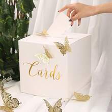 1pc Elegant White Wedding Card Box, Includes 10 Signature Cards - Square Flip-Top Design, Suitable For Weddings, Bridal Showers, Birthdays, Graduations And Events - Multi-Occasion Card Holder, Envelope Box And Decorative Centerpiece