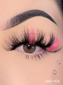 Flauschige, mehrfarbige Wimpern, 1 Paar 20mm Kunstmink-Wimpern in Naturfarbe, rot-braun-gelb farbige Wimpern für Make-up Wimpernstreifen, Wimpern, Kunstwimpern, Falsche Wimpern