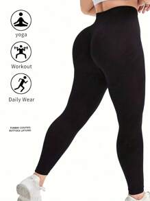 Plus Size Women's Four-Piece Set Of High-Waisted Hip Lift Peach Hip Knitted Yoga Pants For Women Tight Height Elastic Breathable Comfort