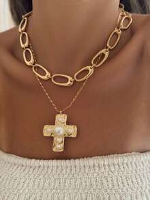 1 件女士优雅海星吊坠项链，适合日常和度假佩戴，海滩风格设计，四季配饰