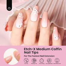 Beetles Medium Almond Nail Tips Etch X Nail Tips 12 Sizes 576PCS Half Matte Full Cover Nail Tips Gelly Tips False Nails Clear Acrylic Nails Glue On Nails DIY Nail Extension Gift For Women -It Is Important For Beauties - MediumAlmond576pcs - View 4