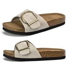 Women Ruched Open Toe Sandals Square Toe Design - 米色 - 查看 5