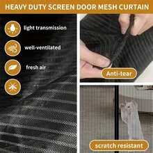 1件磁性纱门，网状帘布，配有强力磁铁和全框魔术贴，多种颜色可选（灰色、白色、黑色、棕色），隐藏式磁条设计，优雅紧密闭合，密实网眼，有效防蚊虫并保护隐私。