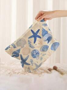 Borsa cosmetica in velluto a coste con stampa floreale minimalista, leggera e multifunzionale per la conservazione dei cosmetici