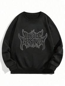 Herren Sweatshirt in Große Größen mit Rundhalsausschnitt, Text- und Muster, urbaner Street-Style, geeignet für Lässig, Sport, Wochenenden, Frühling, Sommer, Herbst, Winter