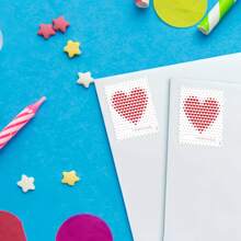 100 sellos de primera clase hechos de corazones para recuerdos de boda, conmemoración, recuerdos de boda, sellos de EE. UU. en libreta