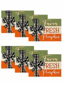 4 piezas/6 piezas/60 piezas Manteles decorativos de otoño, calabaza, girasol, hoja, coche, lazo, manteles de lino con letras, manteles resistentes a la suciedad, adecuados para el hogar, restaurante, decoración de mesa de comedor, artículos para el hogar - Multicolor - Ver 15