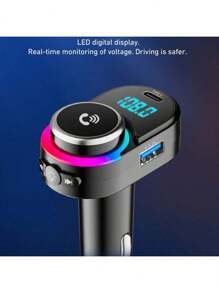 1 pieza Reproductor de MP3 para coche con cargador de teléfono | Bluetooth 5.3 | Manos libres | Transmisor FM para música y navegación | Cargador rápido para coche - Negro - Ver 8