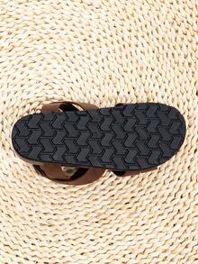 男士春夏沙滩凉鞋，加厚双层鞋底人字拖，笼式罗马凉鞋，中东阿拉伯拖鞋 - 咖啡棕 - 查看 6