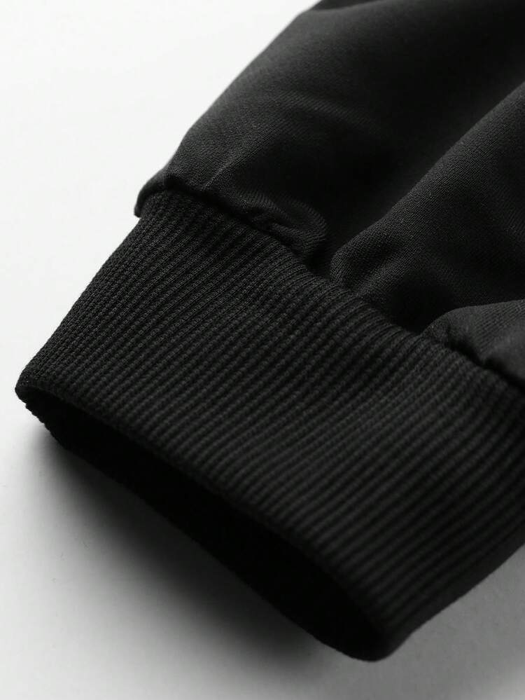 2pcs Set Boy Individuality - Element Sweatshirt Set, Soft Fabric, Spring & Autumn Streetwear & Sports Exercise Style - Black - View 4