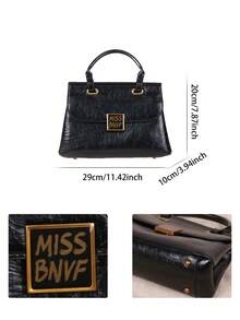 2025 New High-End Fashion Women's Handbag, Retro Burgundy Oiled Wax Leather Luxury Large Capacity Women's Messenger Bag, OL Commuter Style High-Quality Tote Briefcase, Elegant One Shoulder Crossbody Bag, Pleated Soft Leather Lock Unique Niche Design Women Bag - Multicolor - View 10