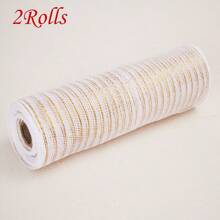 1/2 Rolls Deco Mesh Ribbon - 10inch X 30 Feet Each Roll Metallic Foil Mesh Ribbon For Wedding, Birthday,Halloween, Thanksgiving, Christmas, New Year DIY Gift Decorationand Home Decorating