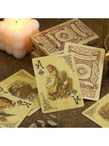 复古爱丽丝梦游仙境扑克牌，可爱又高品质的创意配件，适合朋友聚会的收藏型桌面纸牌游戏，个性化扑克牌收藏，派对游戏桌面纸牌组，棋盘游戏纸牌组