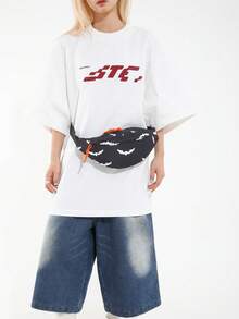 Fashionable & Versatile Women's Chest Bag, Featuring Cow, Leopard, Zebra Print Nylon Fabric, Suitable For Couples, Shoulder Bag, Crossbody Bag, Waist Bag, Sports, Commuting, Daily Use - Black - View 8