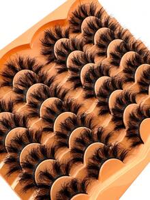 14 Pairs Of Thick, Elegant D-Shaped Curly False Eyelashes, Natural Looking Soft And Fluffy Faux Mink Lashes 3D False Eyelashes Russian Curl Eyelashes Dramatic Messy Mink Lashes Intelligent Full Lash Strip Lengthening And Curling For Beauty Makeup, Reusable For Daily And Party Use, Can Be Used As Gifts Strip Lashes, Lashes, Eyelashes, Fake Lashes - 濃密款 - 查看 6