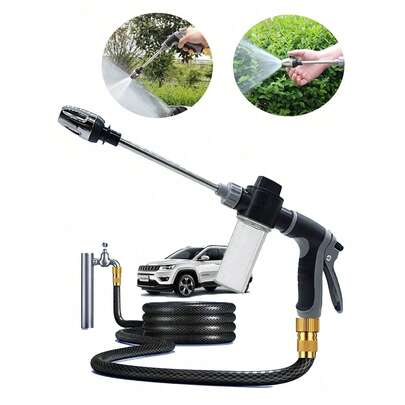 1 Pistola de rociado de alta presión con boquilla de metal ajustable, Lanza de espuma de nieve de plástico para automóviles, Botella rociadora de jabón limpiador de jardín, Cabezal de rociado de tanque de espuma lavadora a presión para lavado de autos, riego de jardín, cuidado del césped
