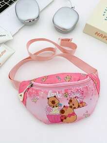 1 pieza Bolso de cintura con estampado de Capibara de dibujos animados, bolso mensajero deportivo y al aire libre con estampado lindo, cremallera suave, con una variedad de estampados de Capibara, estilo fresco y lindo, colores de caramelo para elegir, adecuado para viajar, viajes diarios y es una buena opción de regalo - Bolso de pecho estilo capibara 3 - Ver 11