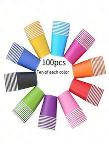 10/20/50/100pcs Vibrant Multicolored Paper Cups - Perfect For Hot & Cold Drinks, Ideal For Weddings, Picnics, BBQs, Travel & Events, Uncoated Party Supplies, Bbq Party Supplies ,Vibrant Party Cups,Reusable Party Supplies, Pink - Home Party Supplies For Cold Drink Coffee Festival Celebration - Multicolor - View 7