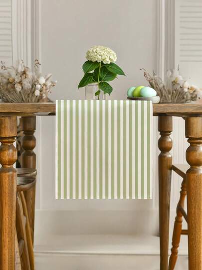 1pc Simple & Fashionable Striped Table Runner, Textured Rectangular Tablecloth Suitable For Dining Table, Coffee Table, Home Decor - Durable Kitchen And Dining Room Decoration, Table Decor