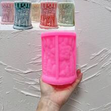 Moule de bougie en silicone en forme de colonne de cerf, moule en silicone de colonne du Père Noël, moule en silicone de fleur de Noël en cire de soja, décoration de Noël