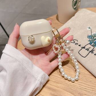 Vintage White Camellia Cat Pendant Compatible With Samsung Buds3/3Pro Earphone Protective Case, Galaxy Buds FE/PRO/Live Wireless Bluetooth Earphone Case, Buds2 Soft Case, Buds2 Pro Transparent Earphone Case, Creative Design For Women